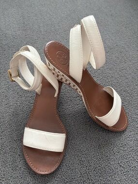 Tory Burch Cream Wedge Sandals